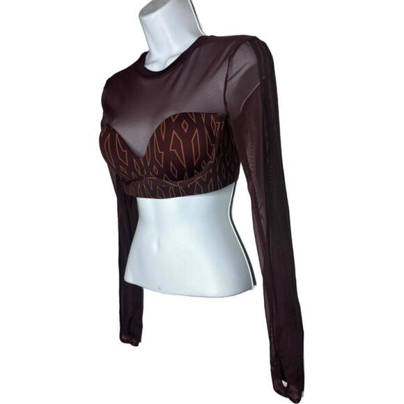 NWT IVY Park Adidas Women's Sz S Mesh Monogram Cropped Top (1603) - Picture 2 of 7